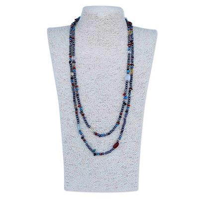 Alternate image for Multi-gemstone Long Beaded Necklace Handcrafted in Brazil Shades of Brazil