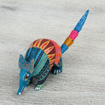 Alternate image for Handmade Folk Art Armadillo Alebrije Sculpture Brilliant Armadillo