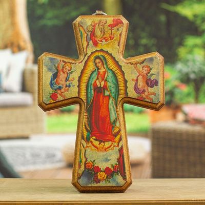 Alternate image for Artisan Crafted Christianity Wood Cross Guadalupe Queen of Heaven