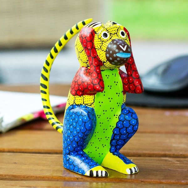 Alternate image for Wood Monkey Alebrije Figurine Carved and Painted by Hand Excited Monkey