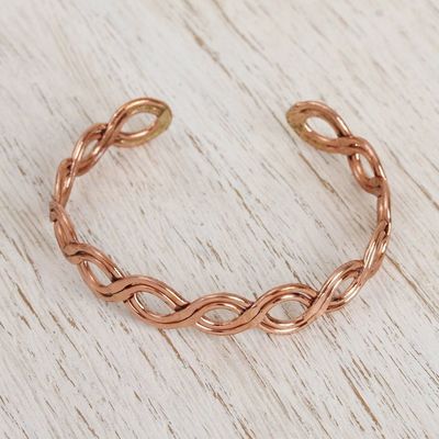 Alternate image for Weave Motif Copper Cuff Bracelet from Mexico Brilliant Beauty
