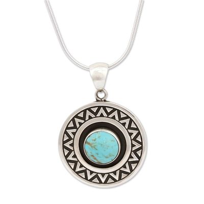 Alternate image for Zigzag Motif Turquoise Pendant Necklace from Mexico Zigzag Corona