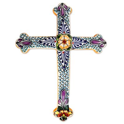 Alternate image for Collectible Talavera Ceramic Cross Morning Glory
