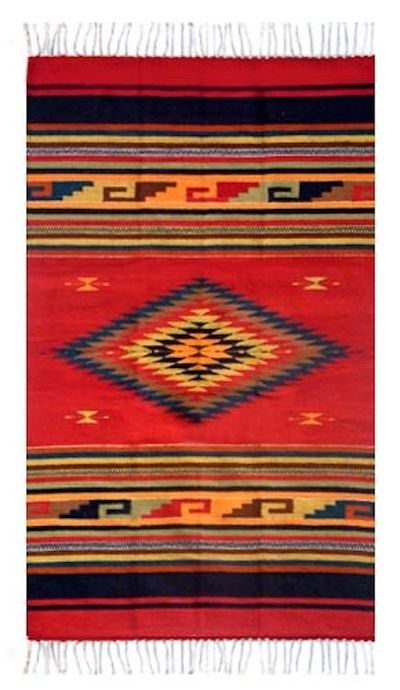 Alternate image for Zapotec Wool Rug 4 X 6 Woven by Hand in  Mexico Red Maguey