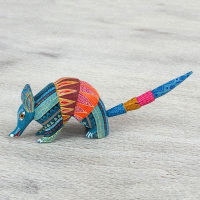 Alternate image for Handmade Folk Art Armadillo Alebrije Sculpture Brilliant Armadillo