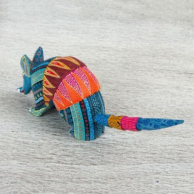 Alternate image for Handmade Folk Art Armadillo Alebrije Sculpture Brilliant Armadillo