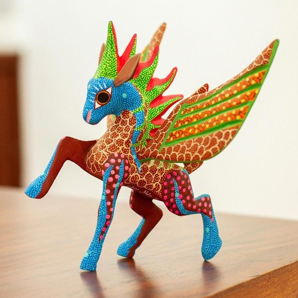 Alternate image for Handmade Pegasus Alebrije Statuette Psychedelic Pegasus