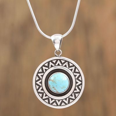 Alternate image for Zigzag Motif Turquoise Pendant Necklace from Mexico Zigzag Corona