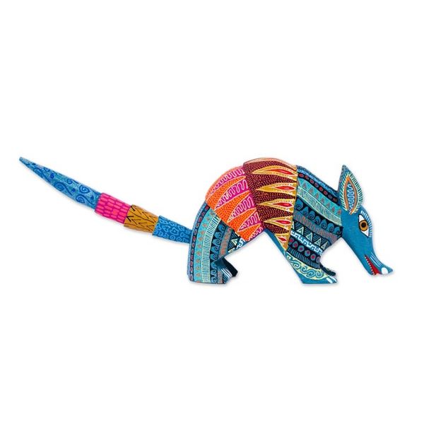 Alternate image for Handmade Folk Art Armadillo Alebrije Sculpture Brilliant Armadillo