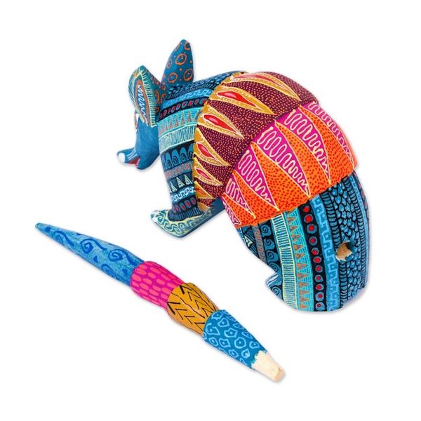 Alternate image for Handmade Folk Art Armadillo Alebrije Sculpture Brilliant Armadillo