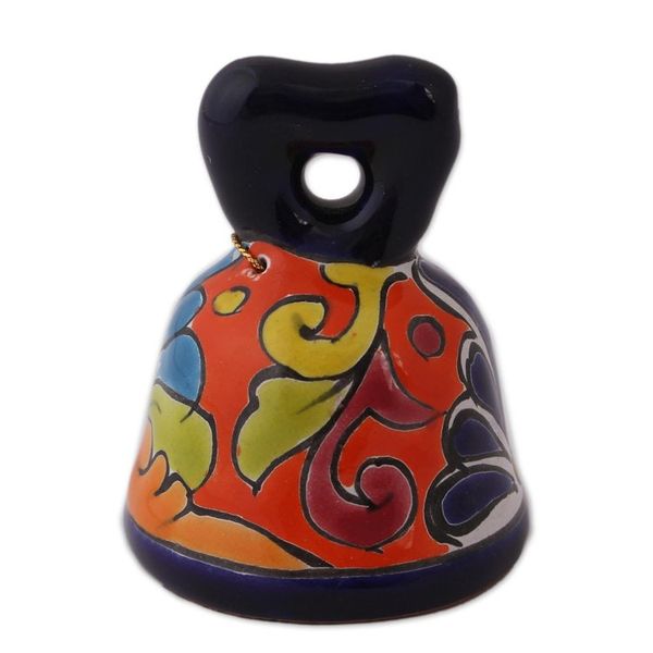 Alternate image for Hand-Painted Talavera-Style Ceramic Bell from Mexico Ringing Talavera