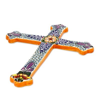 Alternate image for Collectible Talavera Ceramic Cross Morning Glory