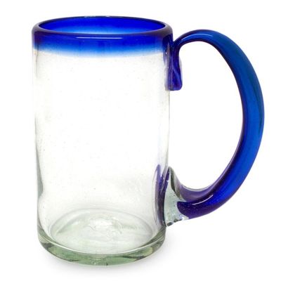 Alternate image for Mexican Beer Glasses with Cobalt Handle and Rim Set of 6 Cobalt Beer
