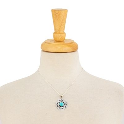 Alternate image for Zigzag Motif Turquoise Pendant Necklace from Mexico Zigzag Corona