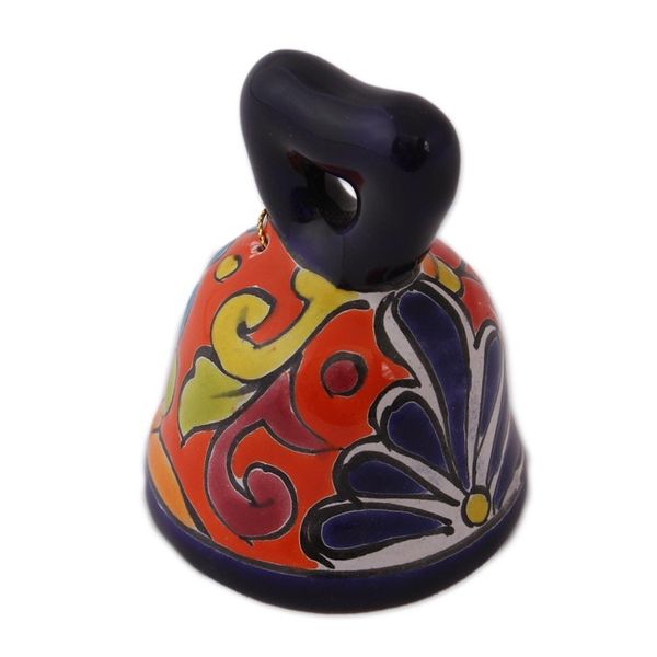 Alternate image for Hand-Painted Talavera-Style Ceramic Bell from Mexico Ringing Talavera
