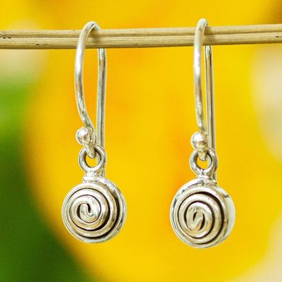 Alternate image for Petite 950 Silver Dangle Earrings from Mexico Silver Twirl Drop
