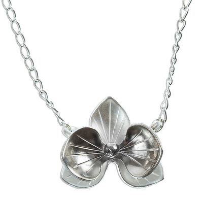 Alternate image for Orchid-Themed Polished Handcrafted Silver Jewelry Set Blooming Orchid