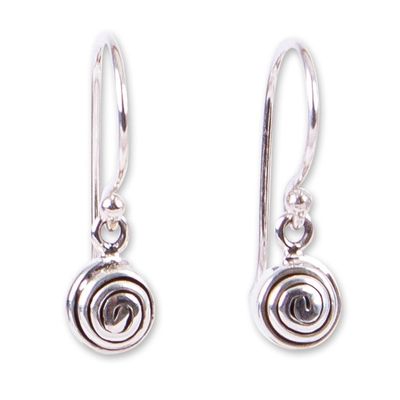 Alternate image for Petite 950 Silver Dangle Earrings from Mexico Silver Twirl Drop