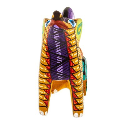 Alternate image for Copal Wood Alebrije Coyote Figurine Hand-Painted in Honey Sunshine Coyote