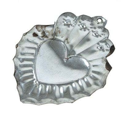 Alternate image for Mexican Tin-Plated Steel Ornament with Peacock Details Oaxaca Peacock