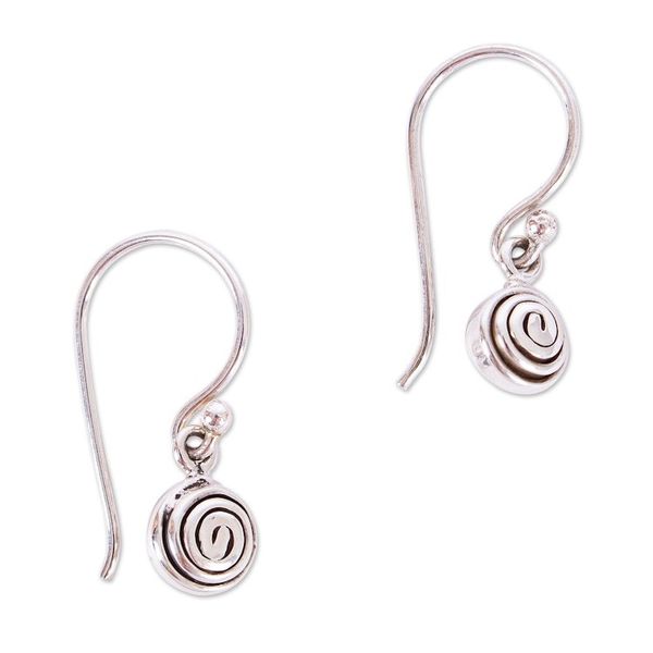 Alternate image for Petite 950 Silver Dangle Earrings from Mexico Silver Twirl Drop