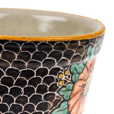 Alternate image for Handcrafted Talavera Ceramic Flower Pot in Green and Blue Flourishing Festival