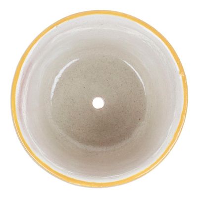 Alternate image for Handcrafted Talavera Ceramic Flower Pot in Green and Blue Flourishing Festival