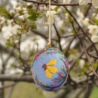 Alternate image for Felt Ornament with Hand-Embroidered Floral and Leaf Motifs Armenian Spring