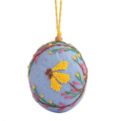 Alternate image for Felt Ornament with Hand-Embroidered Floral and Leaf Motifs Armenian Spring