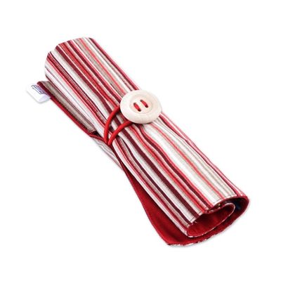 Alternate image for Wooden Colored Pencil Set and Red Cotton Roll Case Creative Crimson