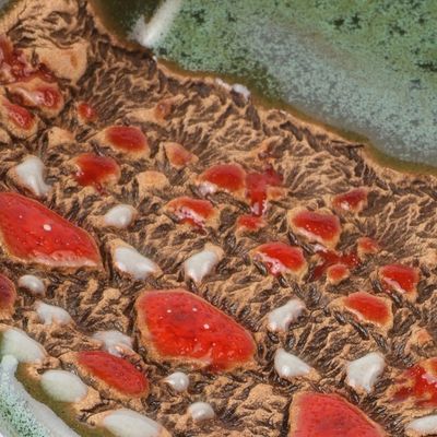 Alternate image for Pair of Glazed Green and Red Ceramic Pomegranate Catchalls Omens from the Forest