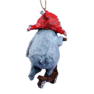 Alternate image for Hand-Painted Papier Mache Ornament of Bear on a Scooter Teddys Spectacle