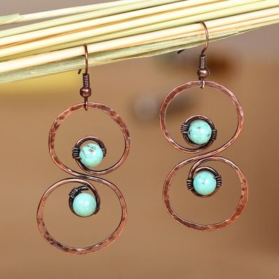 Alternate image for Copper and Reconstituted Turquoise Dangle Earrings Boundless Glamour