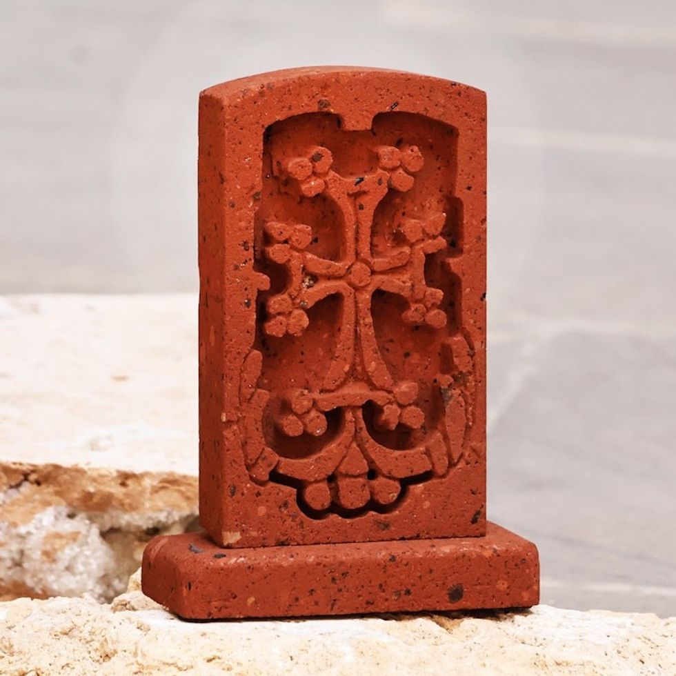 Cross-Themed Tuff Stone Khachkar Stela Sculpture 'Sanahin's Khachkar'