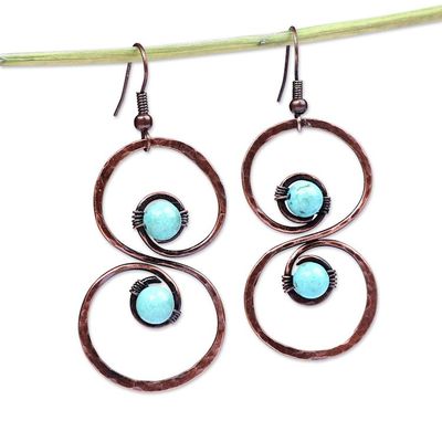 Alternate image for Copper and Reconstituted Turquoise Dangle Earrings Boundless Glamour
