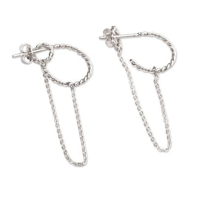 Alternate image for Braided Geometric Sterling Silver Dangle Earrings Sophisticated Fate