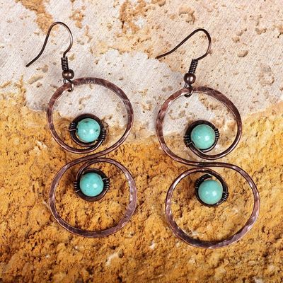 Alternate image for Copper and Reconstituted Turquoise Dangle Earrings Boundless Glamour