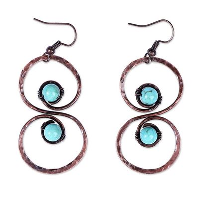 Alternate image for Copper and Reconstituted Turquoise Dangle Earrings Boundless Glamour