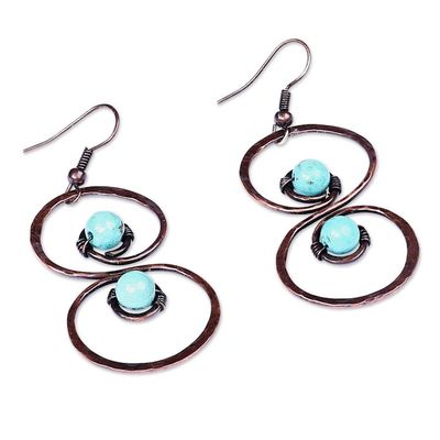 Alternate image for Copper and Reconstituted Turquoise Dangle Earrings Boundless Glamour