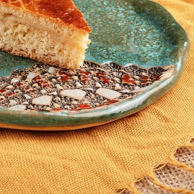 Alternate image for Pomegranate-Shaped Green and Red Ceramic Dessert Plate Natures Prophecy