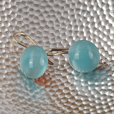 Alternate image for Modern Light Blue Ceramic Drop Earrings with Silver Hooks Light Blue Moon
