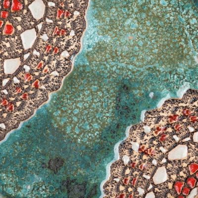 Alternate image for Pomegranate-Shaped Green and Red Ceramic Dessert Plate Natures Prophecy