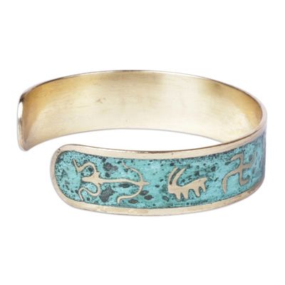 Alternate image for Brass Cuff Bracelet with Traditional Armenian Hieroglyphs Armenian Hieroglyph