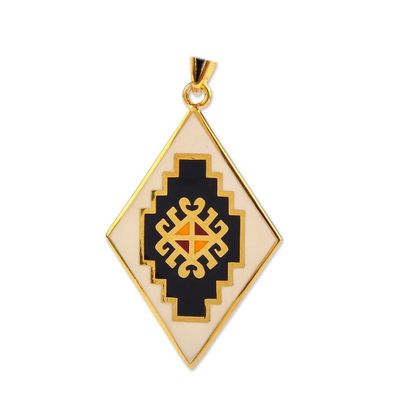 Alternate image for Gold-Plated Enamel Pendant with Armenian Carpet Motif Vishapagorg Inspiration