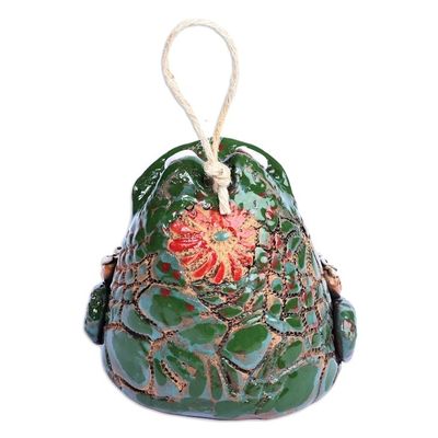Alternate image for Whimsical Handcrafted Painted Frog Ceramic Bell Ornament  Froggy Teacher