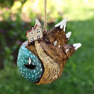 Alternate image for Whimsical Hand-Painted Papier Mache Ornament from Armenia The Landscape