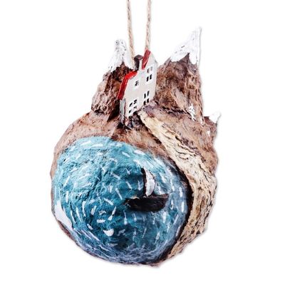 Alternate image for Whimsical Hand-Painted Papier Mache Ornament from Armenia The Landscape
