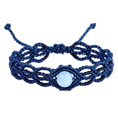 Alternate image for Handmade Blue Macrame Wristband Bracelet with Topaz Pendant Stylish Azure