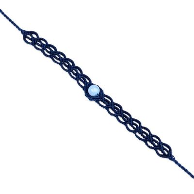 Alternate image for Handmade Blue Macrame Wristband Bracelet with Topaz Pendant Stylish Azure