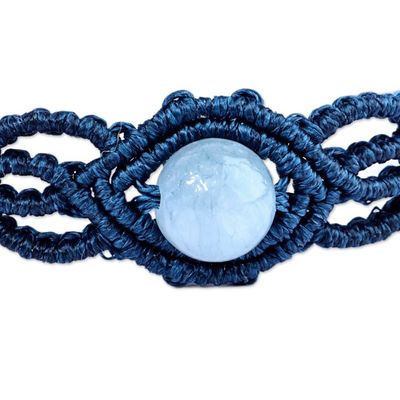 Alternate image for Handmade Blue Macrame Wristband Bracelet with Topaz Pendant Stylish Azure